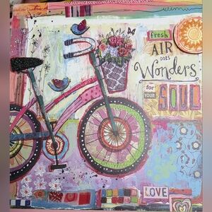 Bicycle- Fresh Air Does Wonders Canvas Print 16"X16"